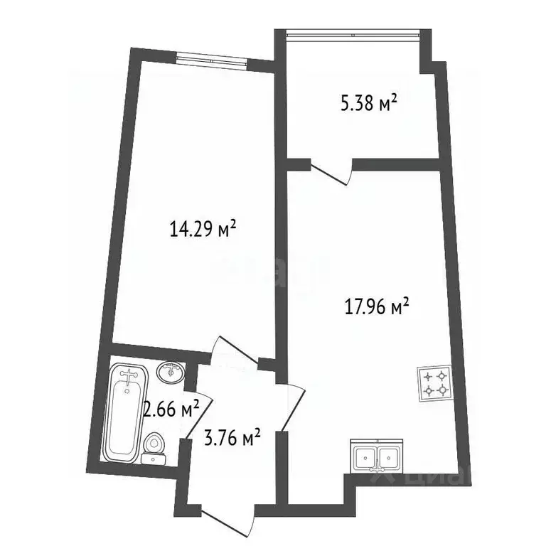 1-к кв. Санкт-Петербург наб. Миклухо-Маклая, 3к1 (39.0 м) - Фото 2