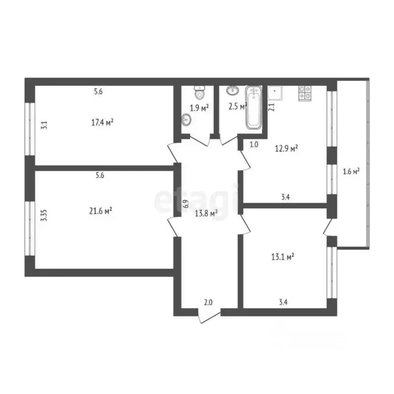 3-к кв. Мордовия, Саранск Коммунистическая ул., 73 (83.2 м) - Фото 1