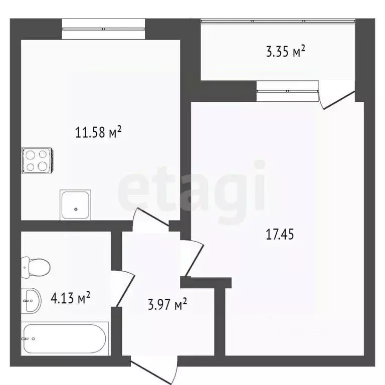 1-к кв. Тюменская область, Тюмень ул. Фармана Салманова, 12 (36.8 м) - Фото 2