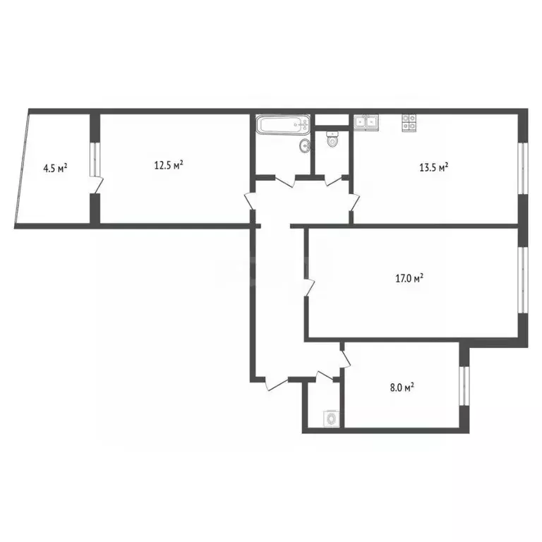 3-к кв. Тюменская область, Тюмень ул. Радищева, 27 (68.0 м) - Фото 2