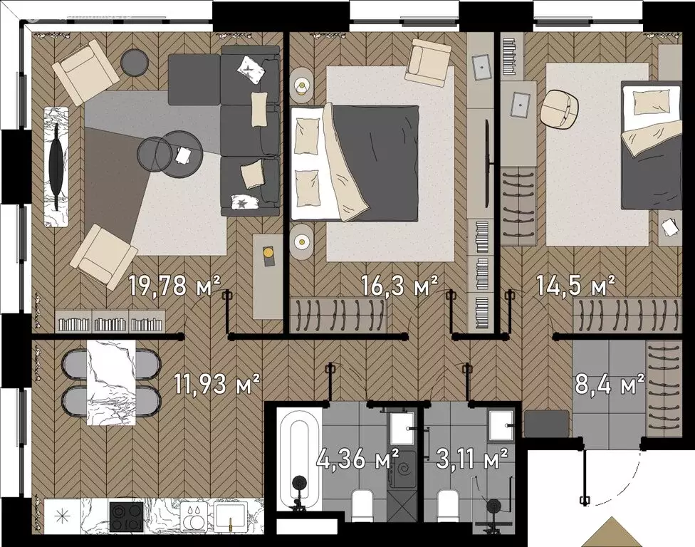 3-комнатная квартира: Москва, улица Зорге, 9к1 (81.1 м) - Фото 0