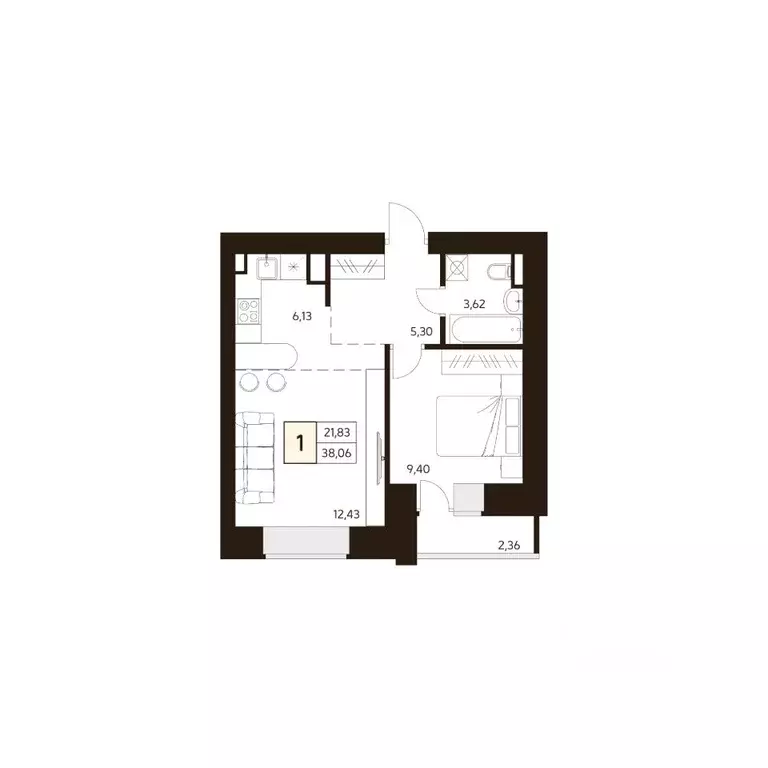 1-к кв. Башкортостан, Уфа ул. Ахметова, 296/2 (38.06 м) - Фото 1