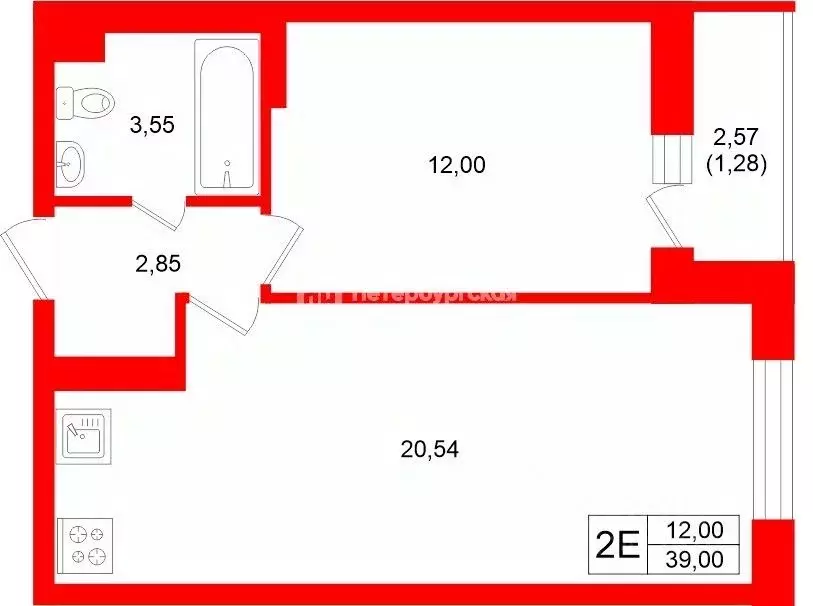 1-к кв. Ленинградская область, Мурино Всеволожский район, просп. ... - Фото 2