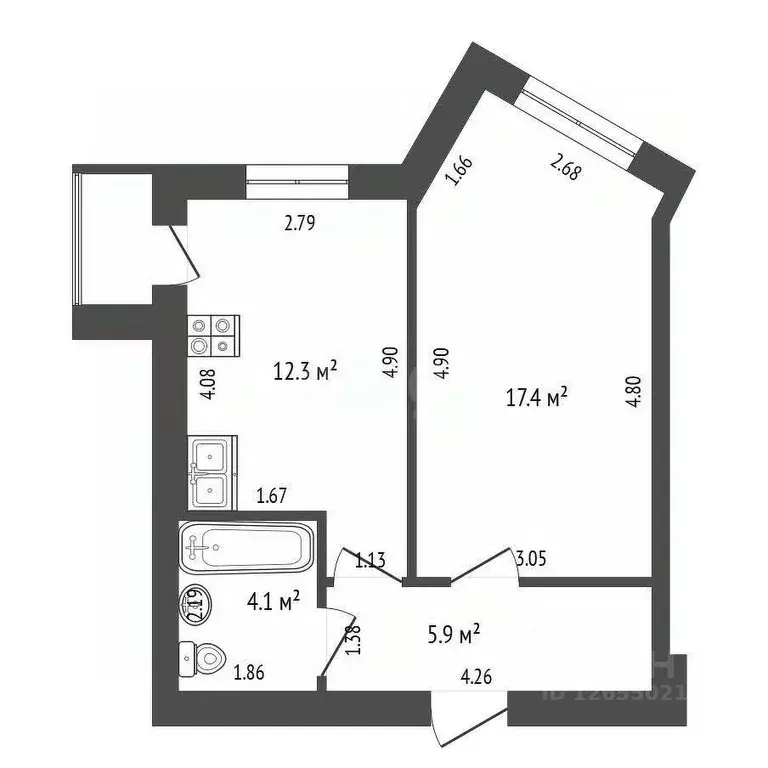 1-к кв. Костромская область, Кострома Кинешемское ш., 42А (39.7 м) - Фото 2
