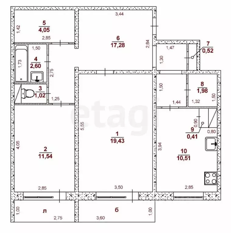 2-к кв. Ульяновская область, Ульяновск просп. Дружбы Народов, 5 (69.3 ... - Фото 2