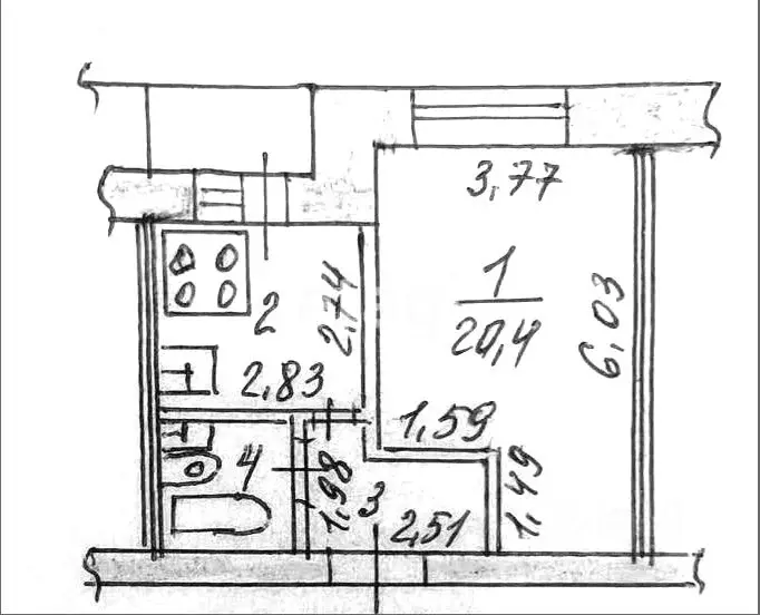 1-к кв. Татарстан, Казань ул. Дубинина, 7 (35.2 м) - Фото 1