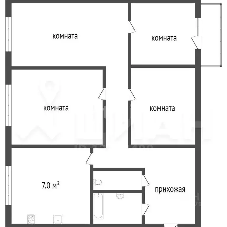 4-к кв. Воронежская область, Семилуки Транспортная ул., 14/1 (69.5 м) - Фото 1