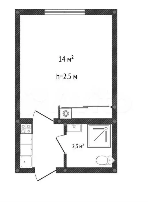 Квартира-студия, 18,9 м, 2/5 эт. - Фото 0