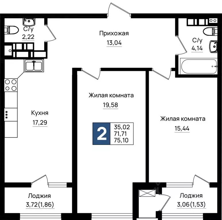 2-к кв. Краснодарский край, Новороссийск 5-я Бригада мкр,  (75.1 м) - Фото 0