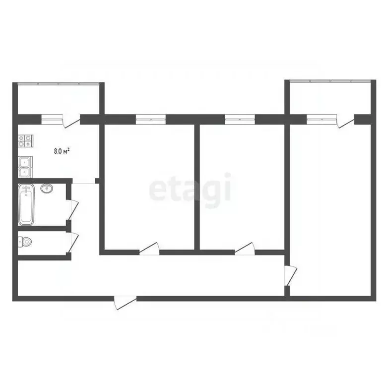 3-к кв. Нижегородская область, Выкса ул. Красные зори, 2-2А (72.4 м) - Фото 2