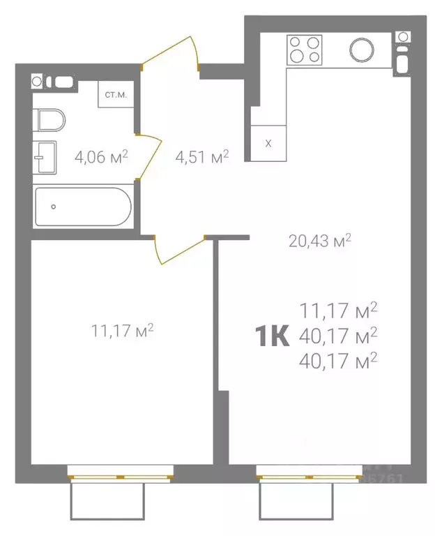 1-к кв. Нижегородская область, Нижний Новгород Ветеринарная ул. (40.17 ... - Фото 2