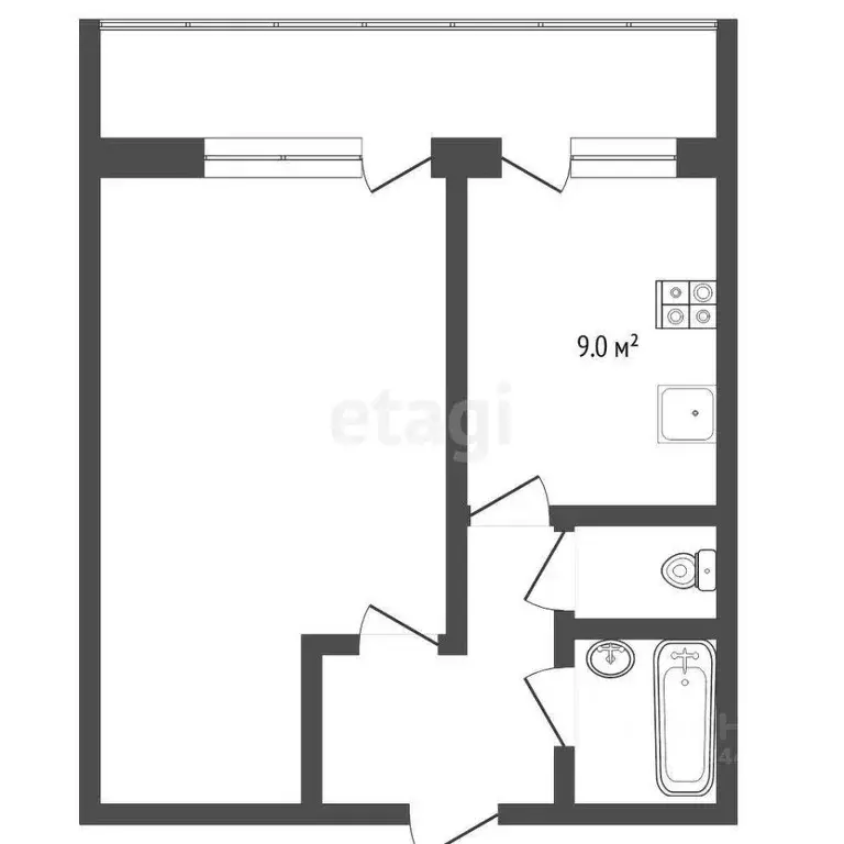 1-к кв. Тюменская область, Тюмень ул. Циолковского, 15 (33.4 м) - Фото 1