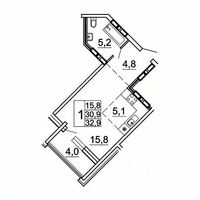 1-к кв. Приморский край, Владивосток Лесная ул., 1В/1 (32.9 м) - Фото 1