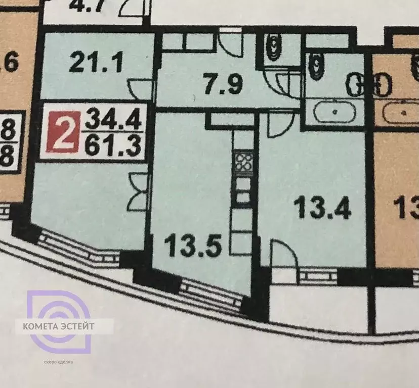 2-к кв. Москва Отрадный проезд, 3 (60.4 м) - Фото 1