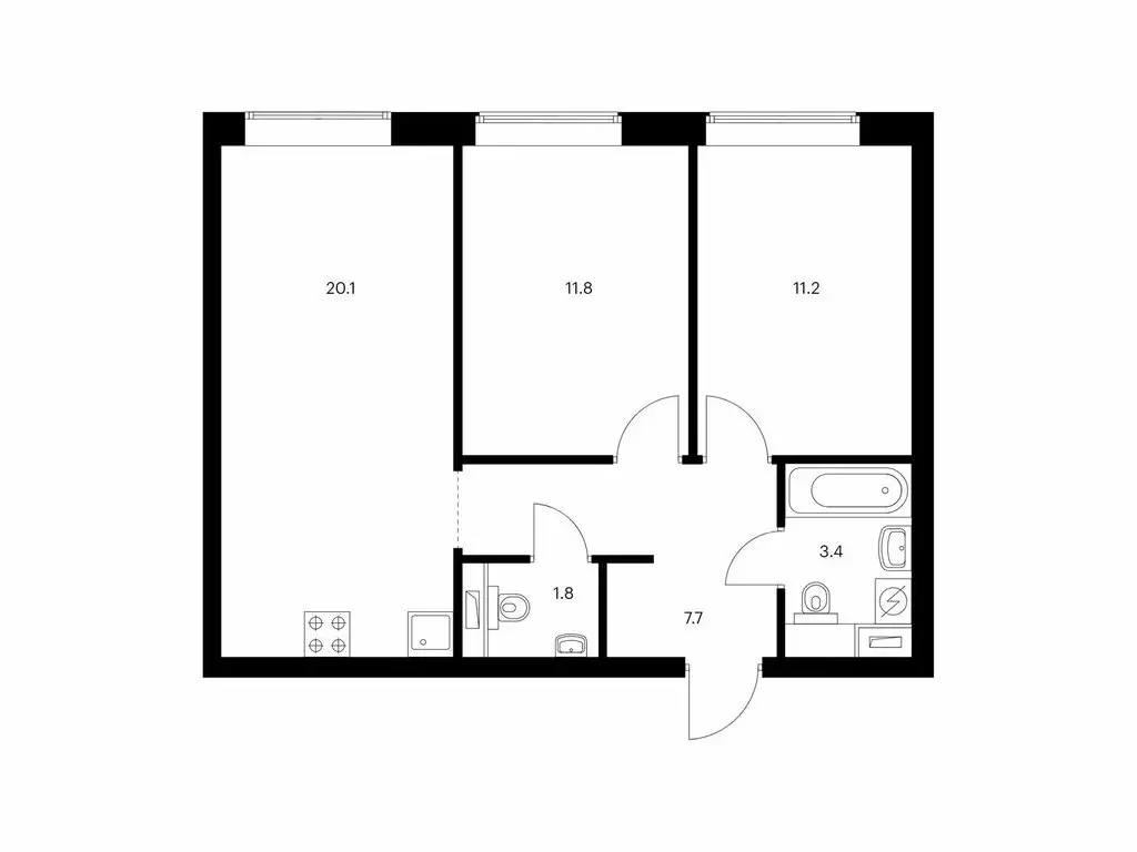 2-комнатная квартира: Москва, жилой комплекс Полар, 1.5 (56 м) - Фото 0