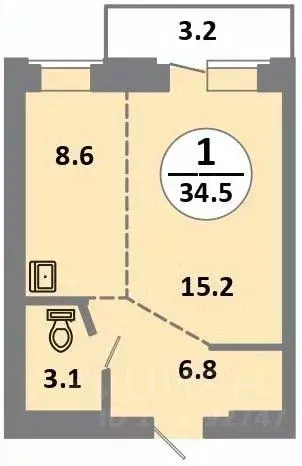 1-к кв. Красноярский край, Красноярск просп. 60 лет Образования СССР, ... - Фото 1