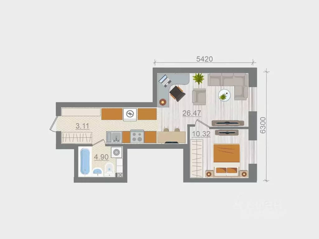 1-к кв. Ленинградская область, Ломоносовский район, Горбунковское ... - Фото 1