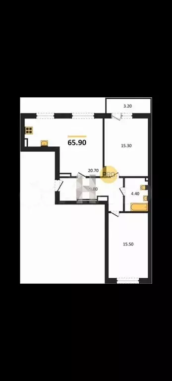 2-к. квартира, 65,9 м, 4/8 эт. - Фото 1