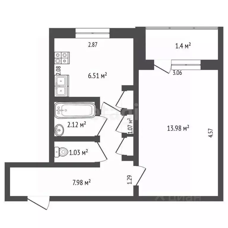 1-к кв. Мордовия, Саранск Гожувская ул., 36 (34.09 м) - Фото 1