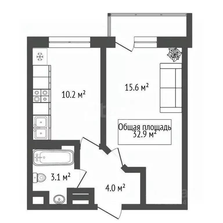 1-к кв. Новосибирская область, Новосибирск ул. Дмитрия Шмонина, 10 ... - Фото 2