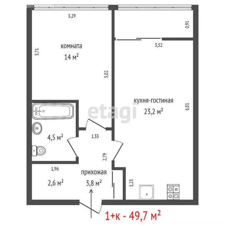 1-комнатная квартира: Екатеринбург, Машинная улица, 1В/2 (49.7 м) - Фото 0