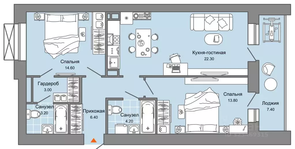 2-к кв. Пермский край, Пермь ул. Дзержинского, 31Б (69.0 м) - Фото 2