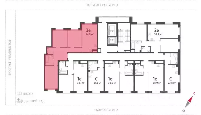 3-к кв. Санкт-Петербург Партизанская ул. (74.9 м) - Фото 1