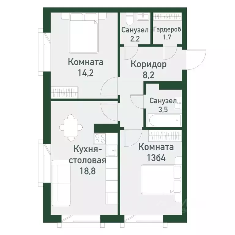 2-к кв. Челябинская область, Челябинский городской округ, пос. ... - Фото 0