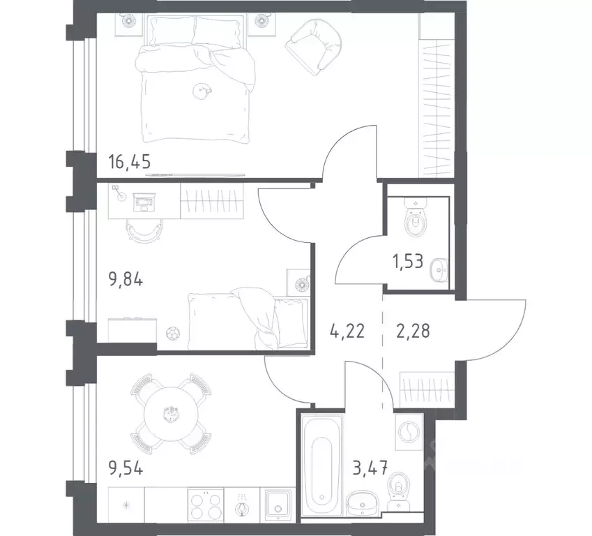 2-к кв. Забайкальский край, Чита Железобетонная ул., 1/2 (47.33 м) - Фото 1