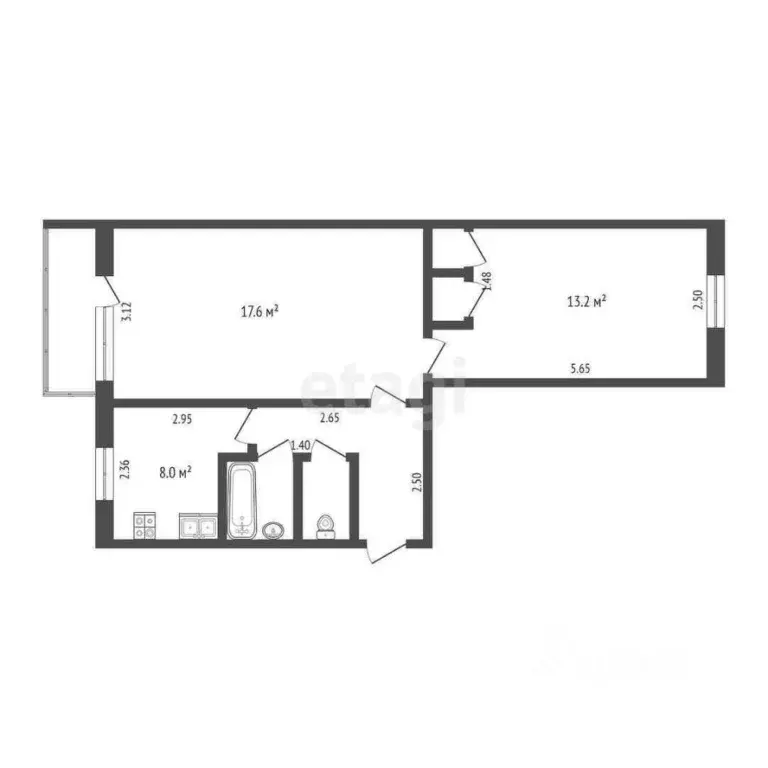 2-к кв. Тюменская область, Тюмень ул. Пермякова, 2а (45.2 м) - Фото 2