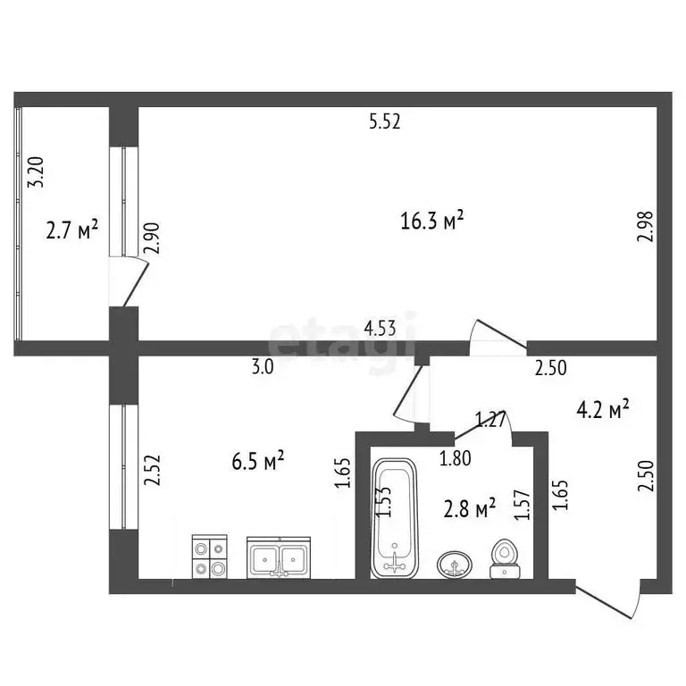 1-комнатная квартира: Стерлитамак, улица Блюхера, 17 (29.8 м) - Фото 1