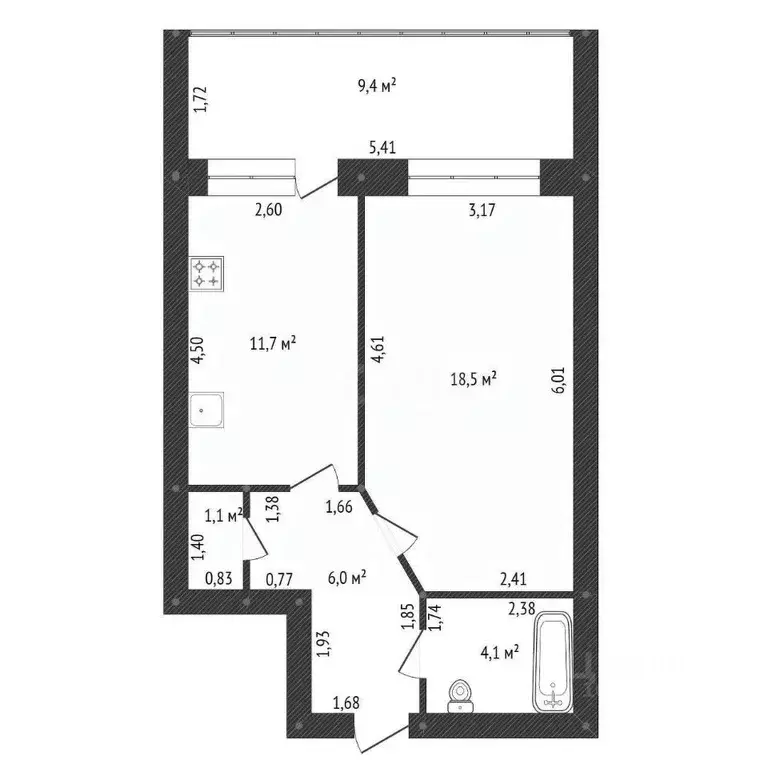 1-к кв. Башкортостан, Уфа ул. 8 Марта, 12/3 (50.8 м) - Фото 1
