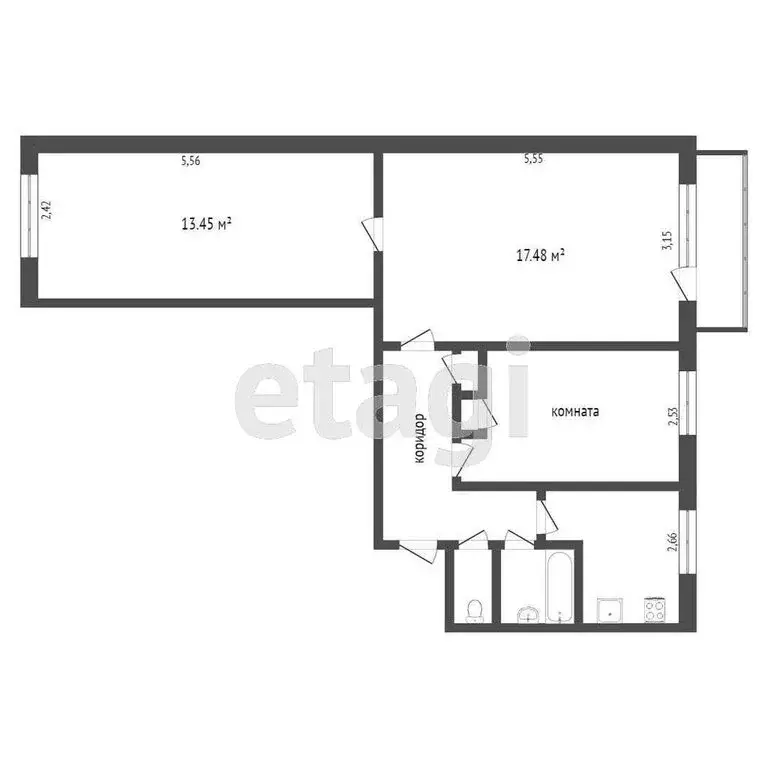 3-комнатная квартира: Улан-Удэ, проспект Строителей, 62А (63.7 м) - Фото 1