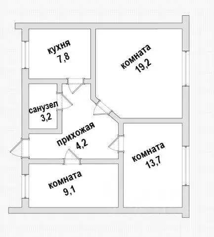 Квартира, 3 комнаты, 62.7 м - Фото 1