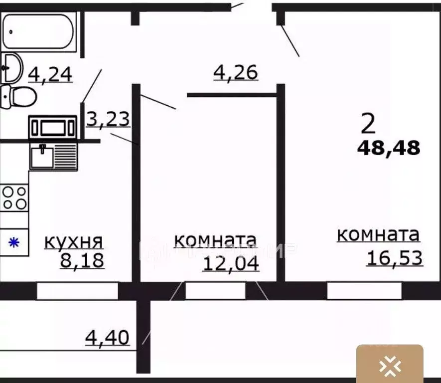 2-к кв. Челябинская область, Челябинск ул. Маршала Чуйкова, 28 (52.0 ... - Фото 2