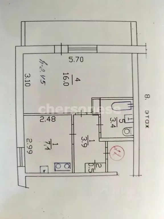 1-к кв. Севастополь ул. Маршала Геловани, 13 (33.0 м) - Фото 2