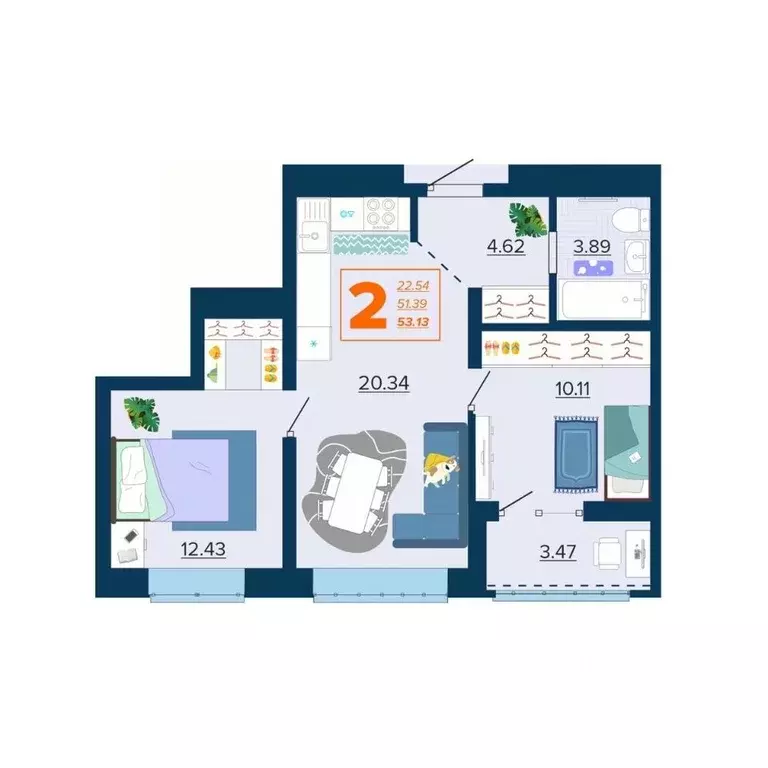 2-к кв. Брянская область, Брянск Московский мкр, 28 (53.13 м) - Фото 1