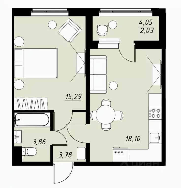 1-к кв. Тамбовская область, Тамбов ул. Имени Павла Строганова, 11Д ... - Фото 1