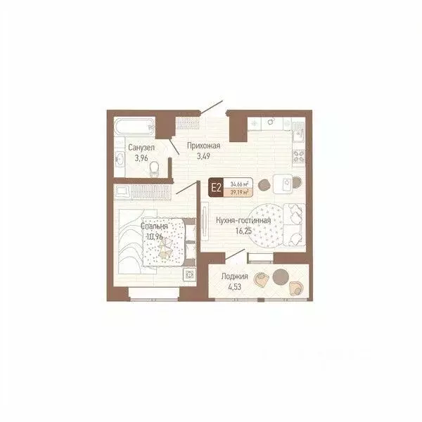 1-к кв. Тульская область, Тула Кулик жилой комплекс (36.93 м) - Фото 0