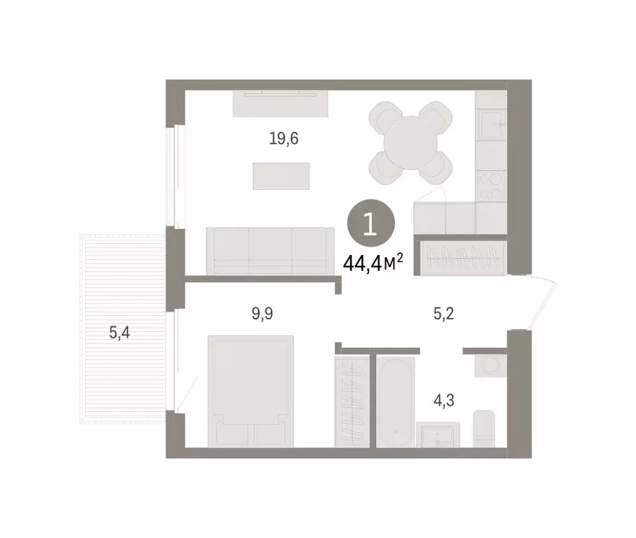 1-комнатная квартира: Новосибирский район, рабочий посёлок Краснообск, ... - Фото 2