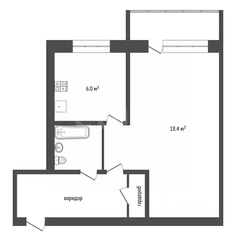 1-к кв. Воронежская область, Воронеж Ленинский просп., 36 (32.5 м) - Фото 2