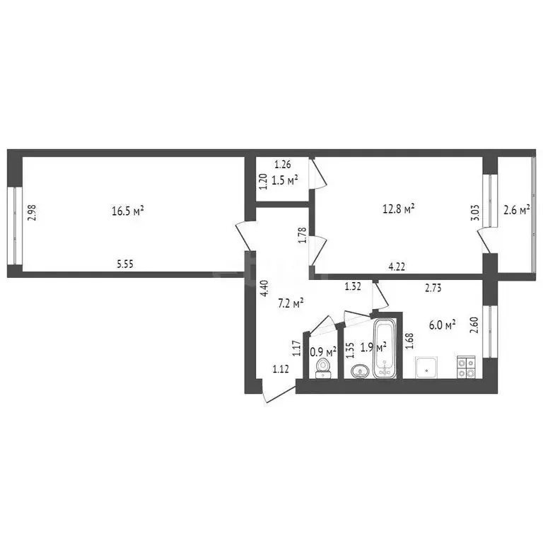 2-комнатная квартира: Стерлитамак, улица Артёма, 5 (44.7 м) - Фото 1