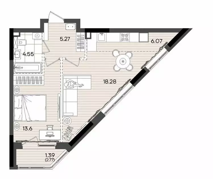 2-комнатная квартира: Казань, микрорайон Родины, ЖК Адали (49.16 м) - Фото 2