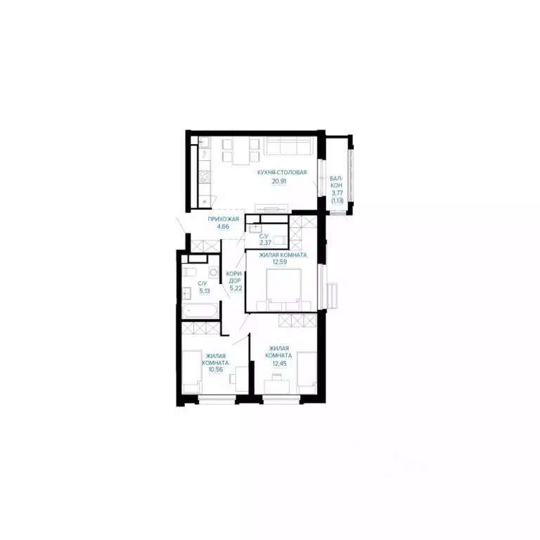3-к кв. Свердловская область, Екатеринбург ул. Энтузиастов (75.02 м) - Фото 1