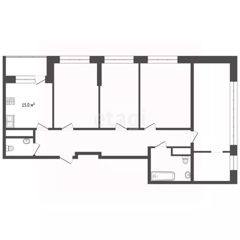4-к кв. Московская область, Люберцы Хлебозаводской проезд, 1А (87.1 м) - Фото 2