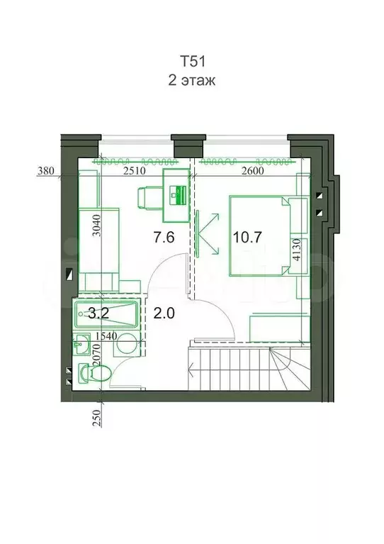 3-к. квартира, 51 м, 2/2 эт. - Фото 1