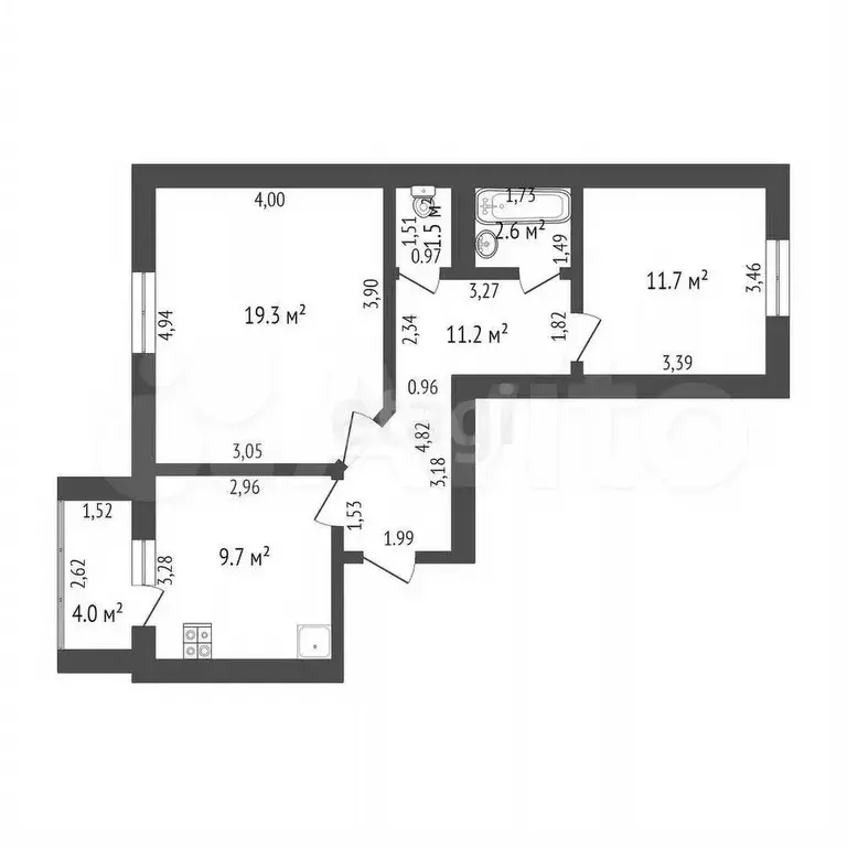 2-к. квартира, 56 м, 3/9 эт. - Фото 0
