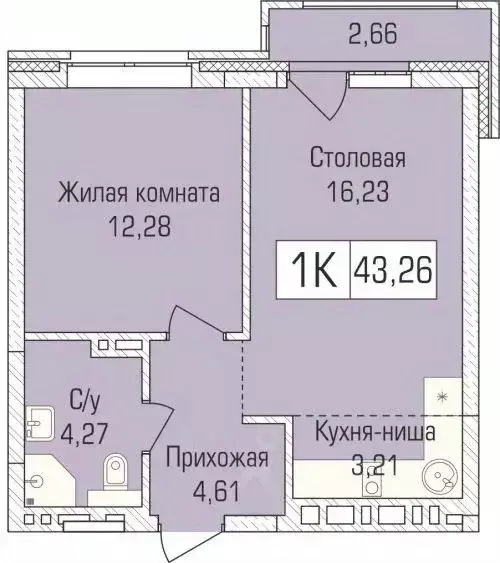 1-к кв. Новосибирская область, Новосибирск ул. Василия Клевцова, 3 ... - Фото 0
