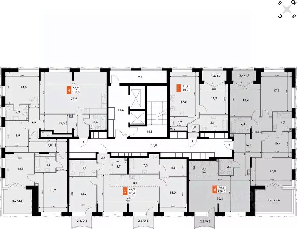 4-к кв. Нижегородская область, Нижний Новгород Черниговская ул. (128.0 ... - Фото 1