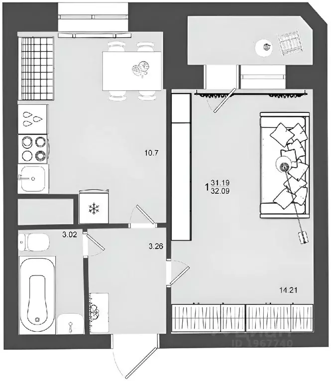 1-к кв. Московская область, Шатура Школьная ул., 21 (33.8 м) - Фото 1